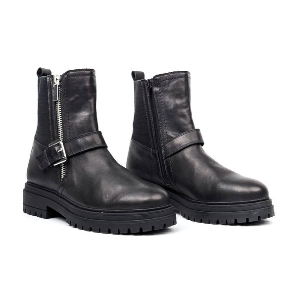 Blondo Women Garnet Waterproof Black Leather Moto Biker Ankle Boots size 10 - Picture 1 of 10